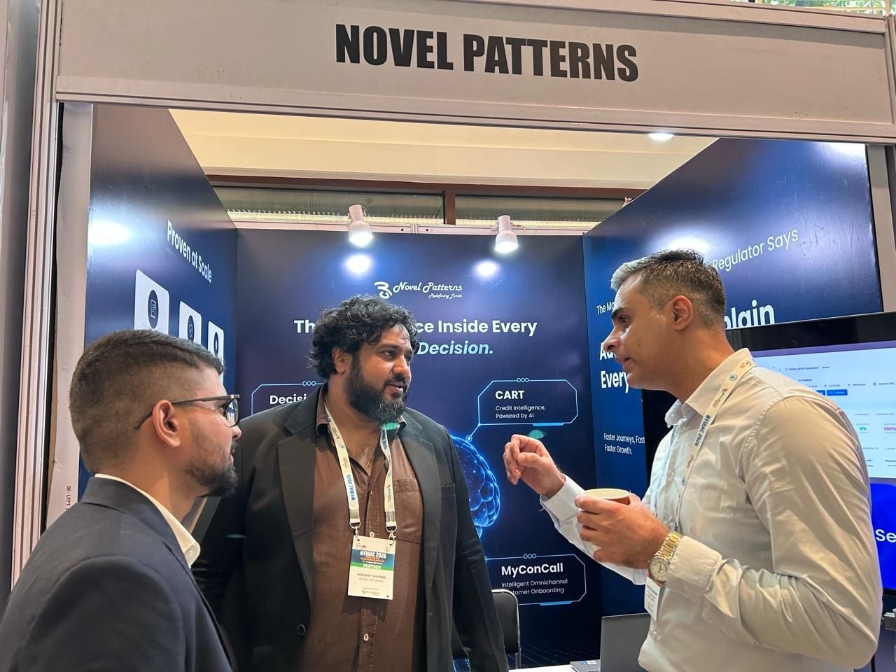 Industry conversations at the Novel Patterns booth during FIBAC 2026